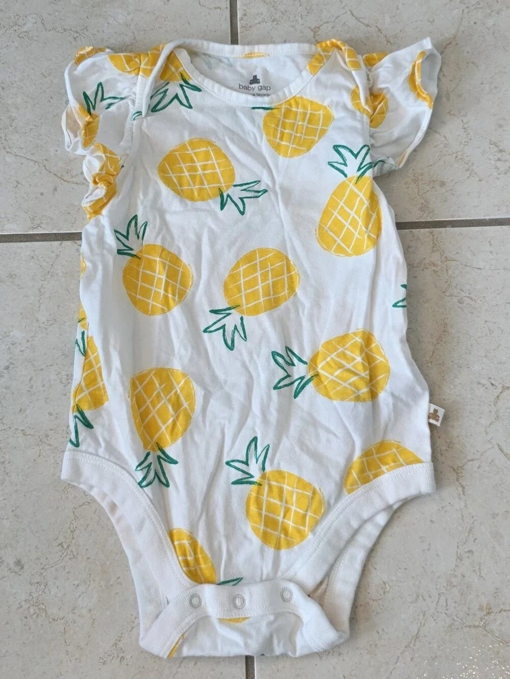 GAP White One-Piece with Yellow Pineapple Print